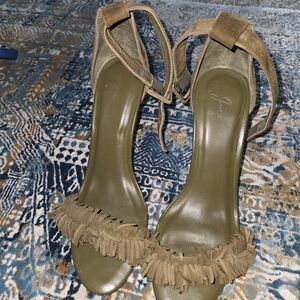 Joie Olive Fringe Heels